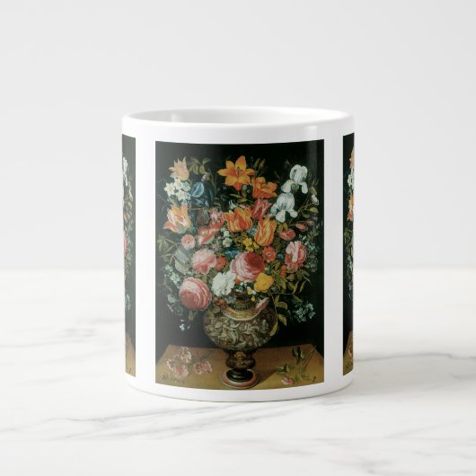 Vintage barocke Stillleben Blume in einer Vase Jumbo-Tasse (Vorderseite)