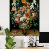 Vintage barocke Stillleben Blume in einer Vase Poster (Heimbüro)