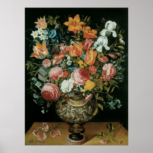 Vintage barocke Stillleben Blume in einer Vase Poster (Vorne)