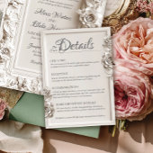Vintage Barockflormonogramm-Hochzeitdetails Begleitkarte