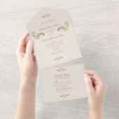 Vintage Barockgoldene Hochzeit All In One Einladung (Abreißen)