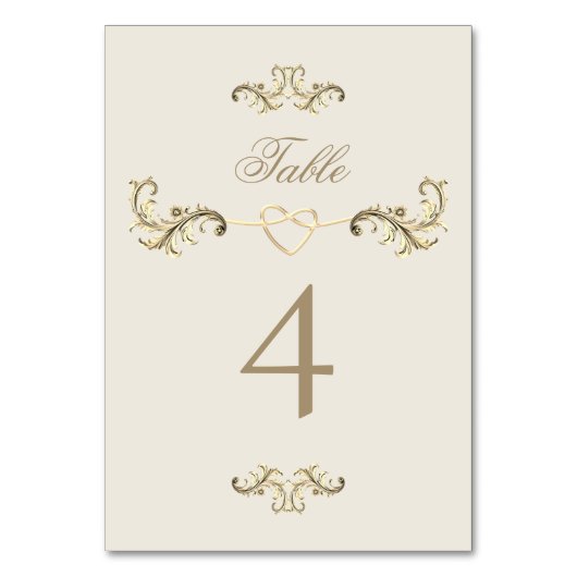 Vintage Barockgoldene Hochzeit Tischnummer (Rückseite)