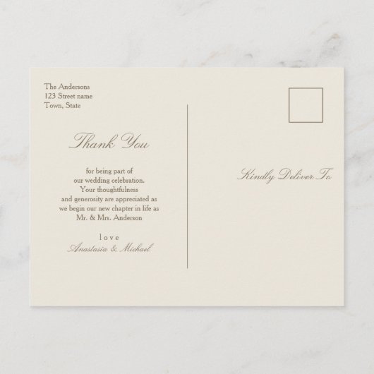 Vintage Barockgoldene Hochzeit Vielen Dank Postkarte (Rückseite)