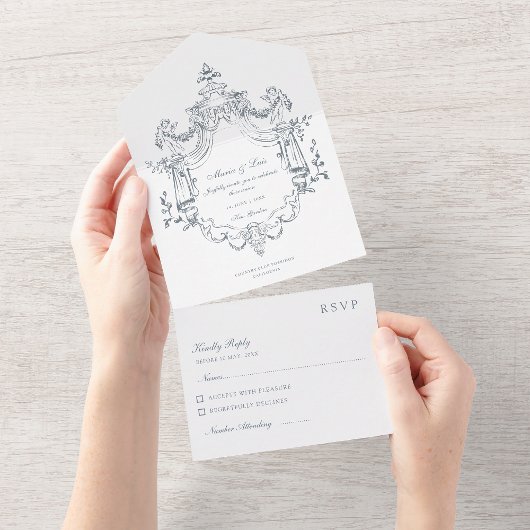 Vintage Barockhochzeit Einladung