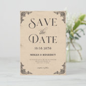 Vintage Barockhochzeit Save The Date (Stehend Vorderseite)
