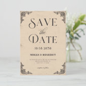 Vintage Barockhochzeit Save The Date (Stehend Vorderseite)