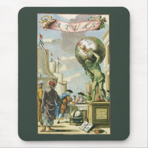 Vintage Barockzeit Atlas Frontispiz Weltkugel Mousepad
