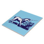 Vintage Barockzeit Blaues & Weißes Einhorn Fliese (Seite)