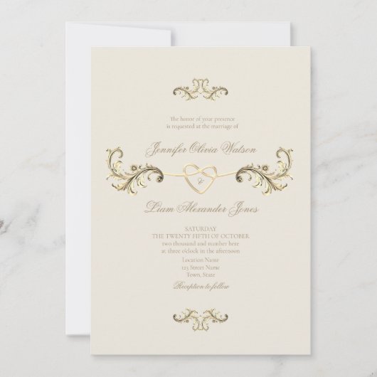 Vintage Barockzeit Romantische Hochzeit Einladung (Vorderseite)