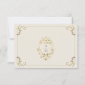 Vintage Baroque Cream Gold Wedding RSVP Karte (Rückseite)