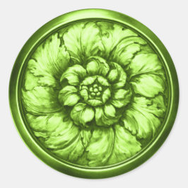 Vintage Baroque Embossed Look Green 4 Runder Aufkleber