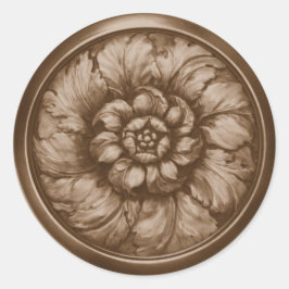 Vintage Baroque Embossed Look Seal Chocolate Runder Aufkleber