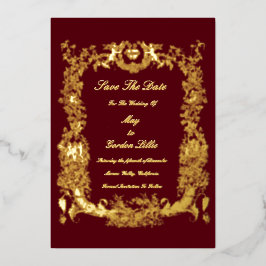 Vintage Baroque Rococo Border with Hearts Folieneinladung