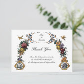 Vintage Baroque Rococo Floral Cartouche Dankeskarte (Stehend Vorderseite)