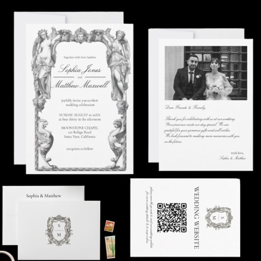 Vintage Baroque Statue Fine Art Renaissance Einladung