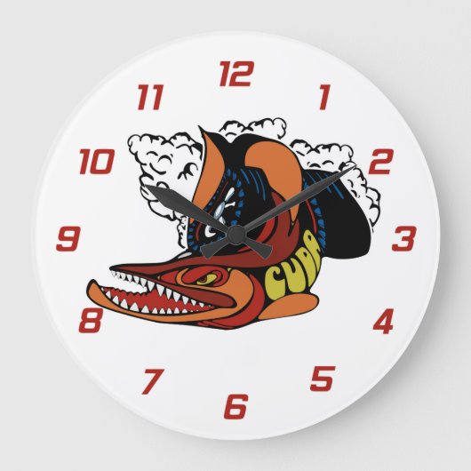 Vintage Barracuda-Entwurfsuhr Große Wanduhr (Vorderseite)