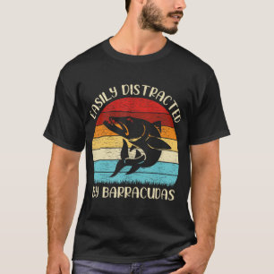 Vintage-Barrakuda-Fischliebhaber leicht ablenkbar T-Shirt