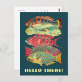 Vintage Barrier Reef Fische Hallo hier Postkarte (Vorne/Hinten)