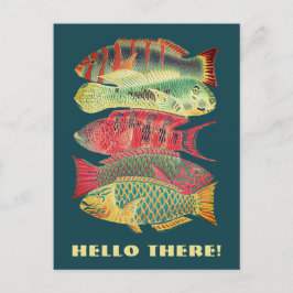 Vintage Barrier Reef Fische Hallo hier Postkarte