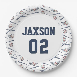 Vintage Baseball All Star Geburtstag Navy Pappteller