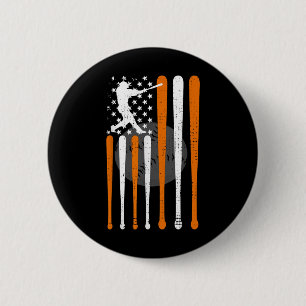 Vintage Baseball-Amerikaner-Flaggen-Baseball-Spira Button