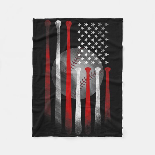 Vintage Baseball Amerikanische Flagge Fleecedecke (Vorderseite)
