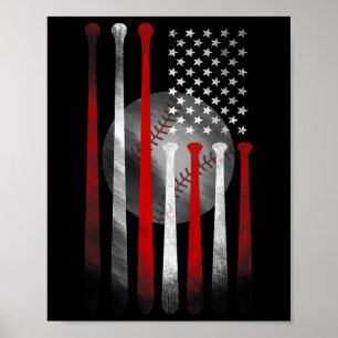 Vintage-Baseball-Amerikanische Flagge Poster