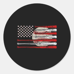 Vintage Baseball Amerikanische Flagge USA Für Männ Runder Aufkleber