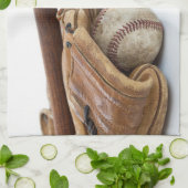 Vintage Baseball and Bat Geschirrtuch (Gefaltet)