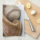 Vintage Baseball and Bat Geschirrtuch (Viertel Falte)