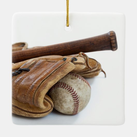 Vintage Baseball and Bat Keramikornament (Rückseite)