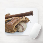 Vintage Baseball and Bat Mousepad (Mit Mouse)