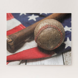 Vintage Baseball and Bat Puzzle