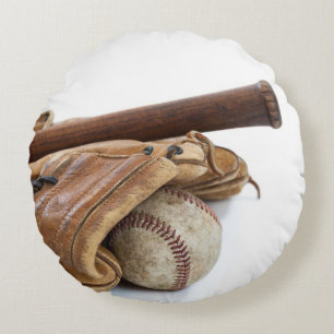 Vintage Baseball and Bat Rundes Kissen