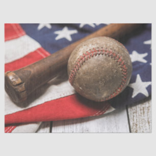 Vintage Baseball and Bat Seidenpapier