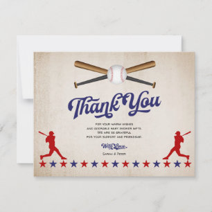 Vintage Baseball, Baby Boy Shower Dankeskarte