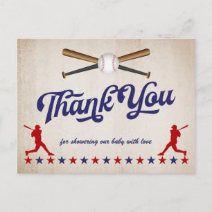 Vintage Baseball, Baby Shower Dankeskartenpostkart Postkarte