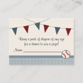 Vintage BASEBALL BABY SHOWER Diaper Raffingkarten Begleitkarte (Rückseite)