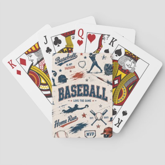 Vintage Baseball Ballpark Game Day Pattern Spielkarten (Rückseite)