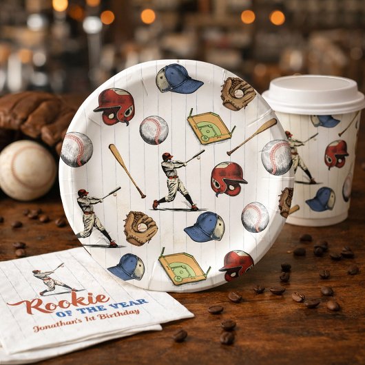 Vintage Baseball Birthday Pappteller