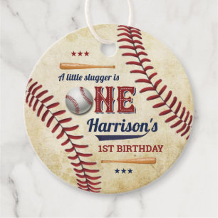 Vintage Baseball Boys 1. Geburtstag Geschenkanhänger