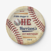 Vintage Baseball Boys 1. Geburtstag Pappteller (Vorderseite)