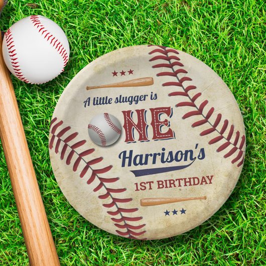 Vintage Baseball Boys 1. Geburtstag Pappteller