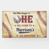 Vintage Baseball Boys 1. Geburtstag Willkommen Banner (Horizontal)