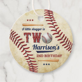Vintage Baseball Boys 2. Geburtstag Geschenkanhänger