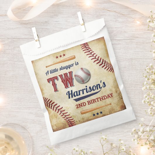 Vintage Baseball Boys 2. Geburtstag Geschenktütchen (Ausgeschnitten)