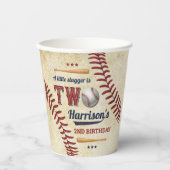 Vintage Baseball Boys 2. Geburtstag Pappbecher (Vorderseite)