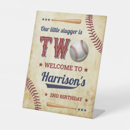 Vintage Baseball Boys 2. Geburtstag Willkommen Sockelschild