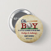 Vintage Baseball Boys Babydusche Button (Vorne & Hinten)