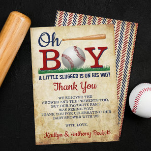 Vintage Baseball Boys Babydusche Dankeskarte